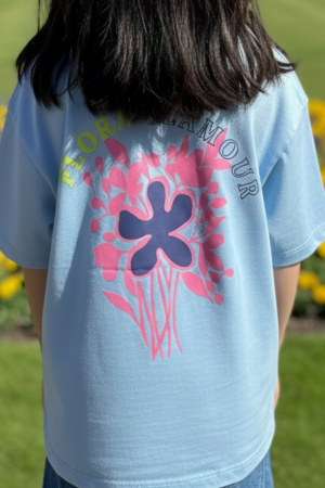 Branded Baggy Style T-Shirt "Pink Flower" Print