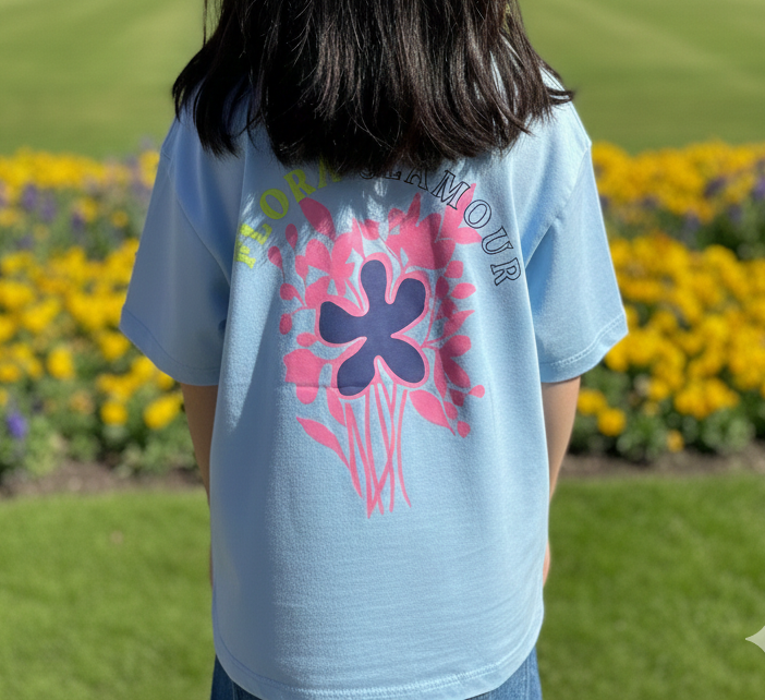 Branded Baggy Style T-Shirt "Pink Flower" Print - Image 3