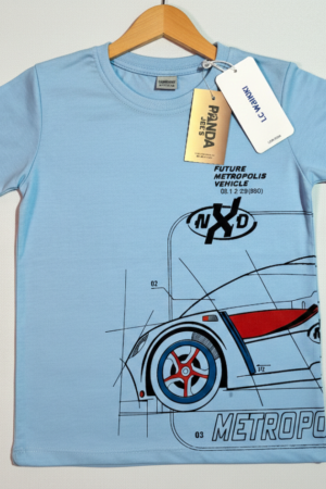 Branded Boys T-Shirt Light Blue 'Sports Car' printed