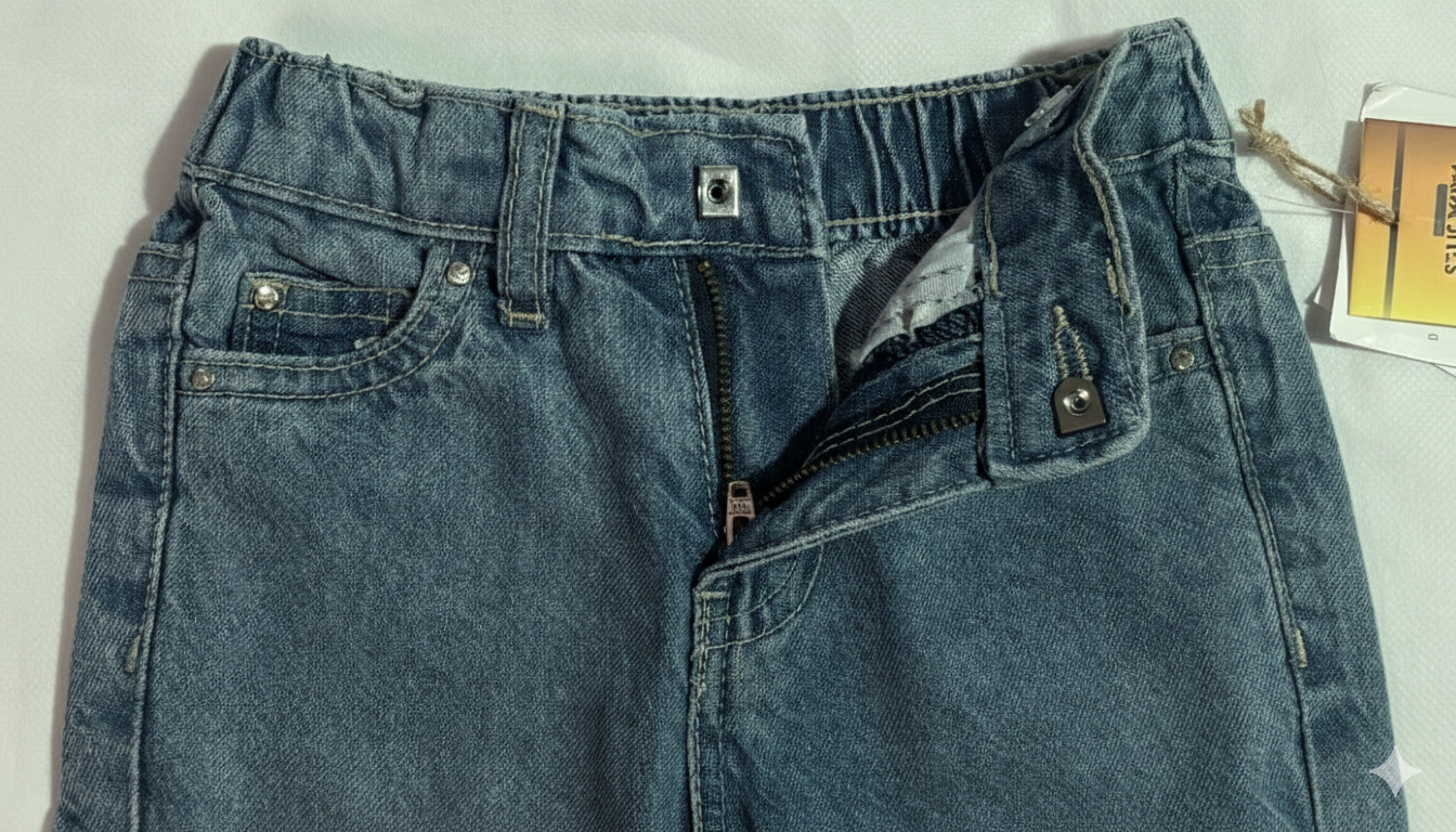 Girls Stylish Bow Embroidery Denim - Image 4