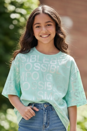 Branded Baggy Style T-Shirt "Mint Green Metallic Typography" Print