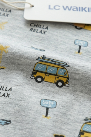 Branded Boys T-Shirt Light Grey ''Yellow Van'' 'Printed'