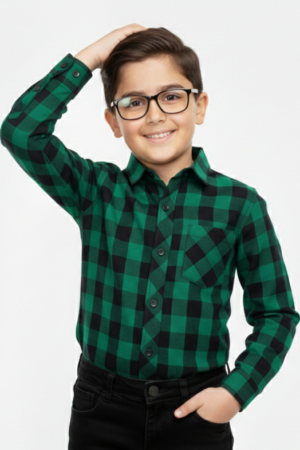 Green & Black Checkered Casual Shirt