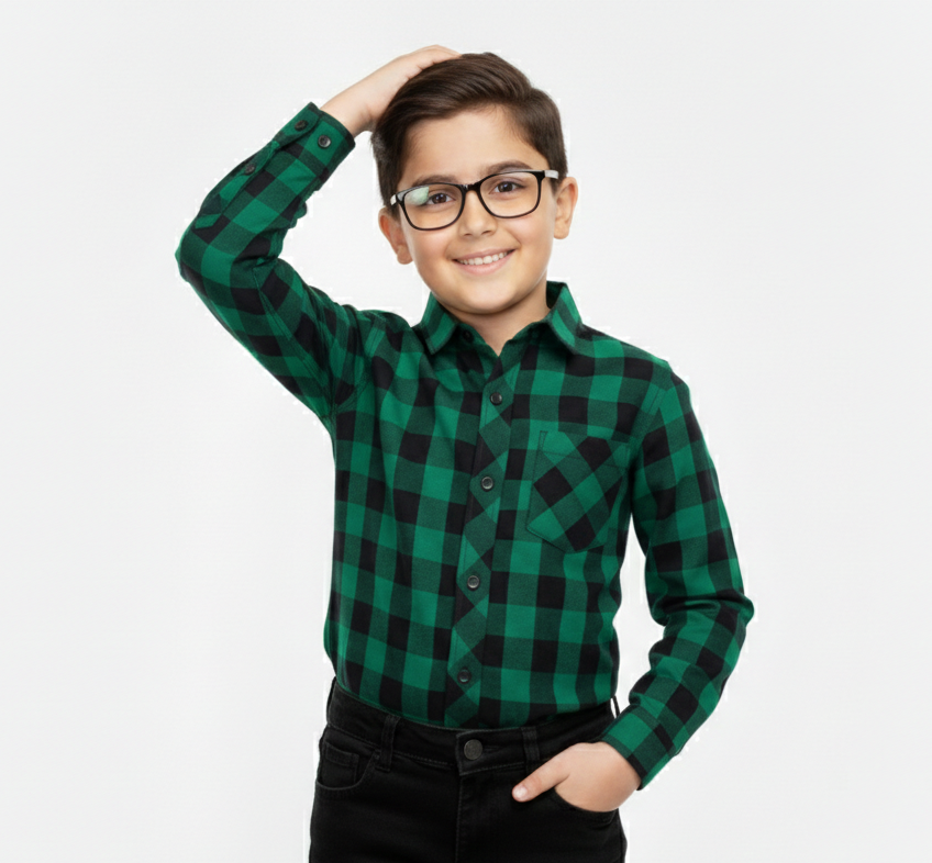 Green & Black Checkered Casual Shirt