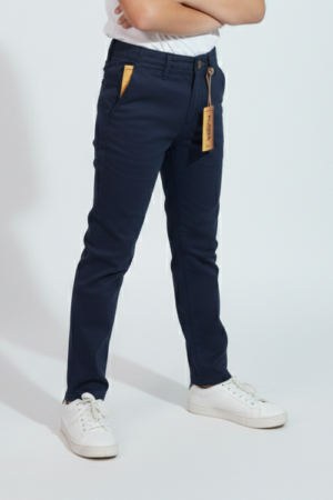 Boys Slim Cotton Pant-Blue Color
