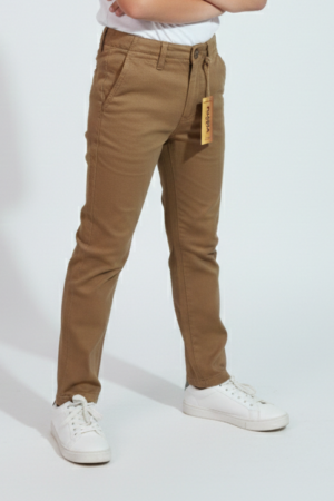 Boys Cotton Slim Pant-camel color