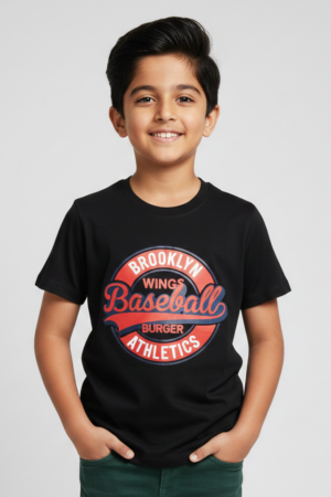 Premium Quality Black ''Baseball'' 'Printed' Boys T-Shirt