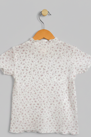 Branded Pink Flower Embroidery Grils T-Shirt
