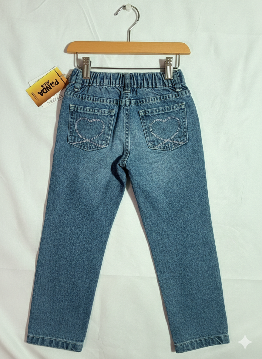 Girls Stylish Bow Embroidery Denim - Image 5