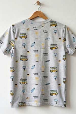 Branded Boys T-Shirt Light Grey ''Yellow Van'' 'Printed'