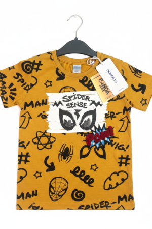 Branded Boys T-Shirt Mustard Yellow ''Spider Man'' 'Printed'