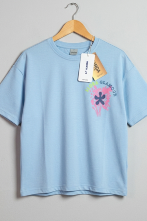 Branded Baggy Style T-Shirt "Pink Flower" Print
