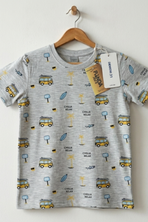 Branded Boys T-Shirt Light Grey ''Yellow Van'' 'Printed'