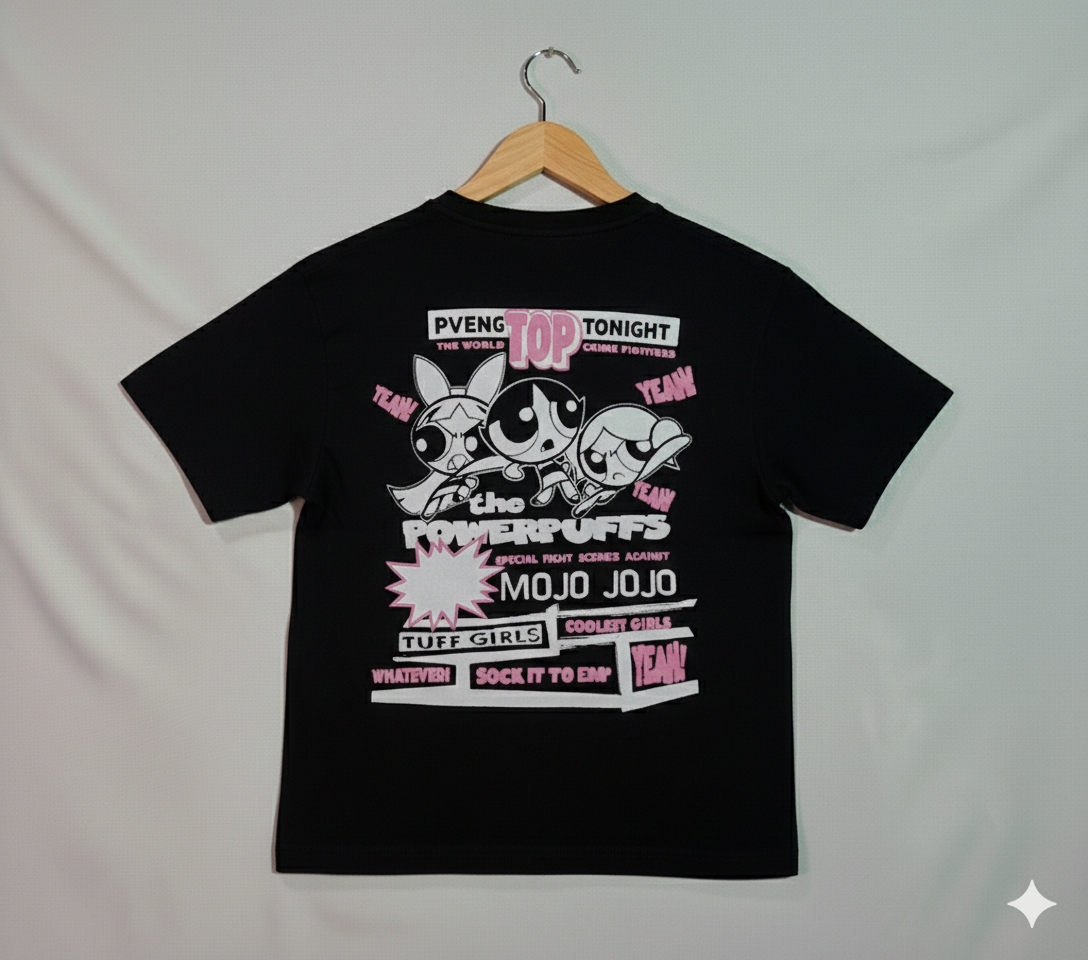 Branded Baggy Style T-Shirt "Powerpuff Girls" Print - Image 4