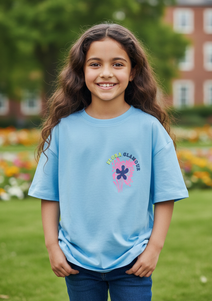 Branded Baggy Style T-Shirt "Pink Flower" Print