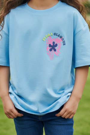 Branded Baggy Style T-Shirt "Pink Flower" Print