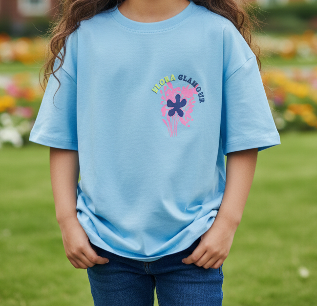 Branded Baggy Style T-Shirt "Pink Flower" Print - Image 2