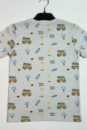 Branded Boys T-Shirt Light Grey ''Yellow Van'' 'Printed'