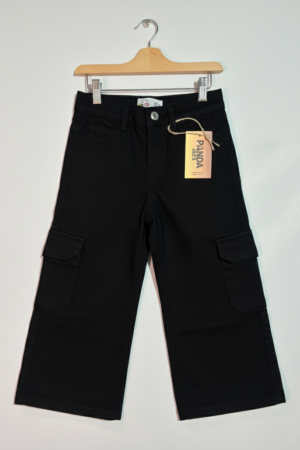 Wide Legs Black Cargo Jeans