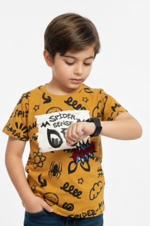 Branded Boys T-Shirt Mustard Yellow ''Spider Man'' 'Printed'