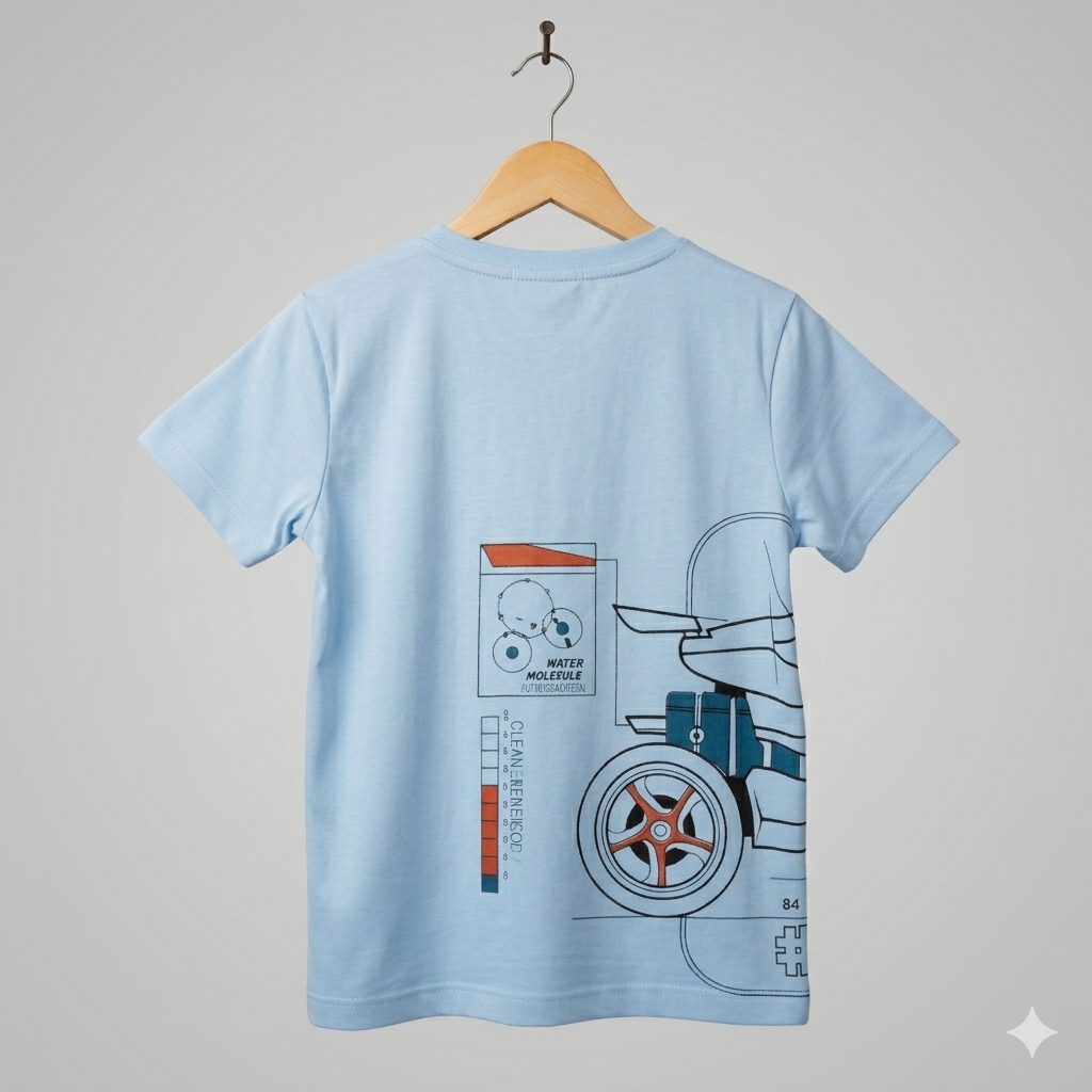 Branded Boys T-Shirt Light Blue 'Sports Car' printed - Image 4