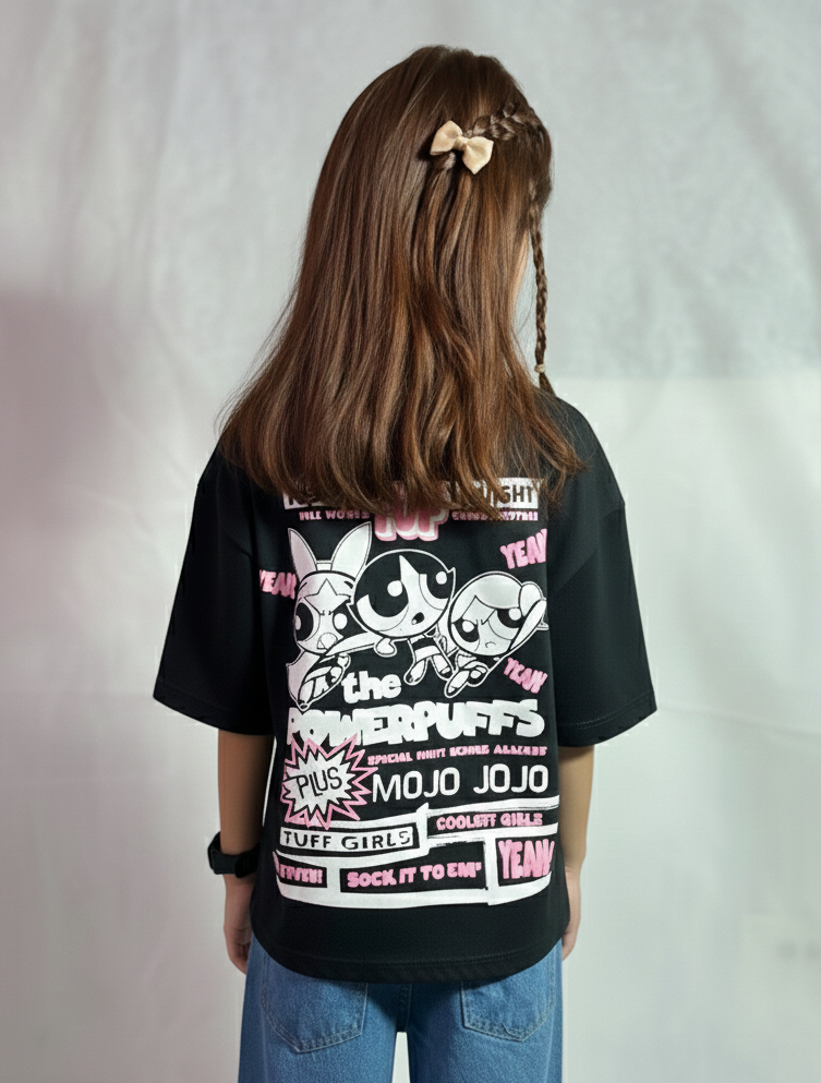Branded Baggy Style T-Shirt "Powerpuff Girls" Print - Image 3