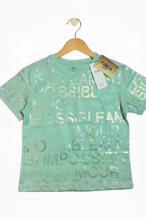 Branded Baggy Style T-Shirt "Mint Green Metallic Typography" Print