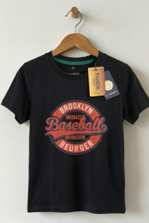 Branded Boys Black ''Baseball'' 'Printed' Boys T-Shirt