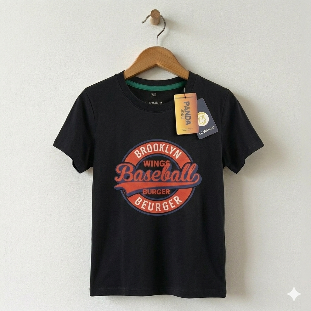 Branded Boys Black ''Baseball'' 'Printed' Boys T-Shirt - Image 2