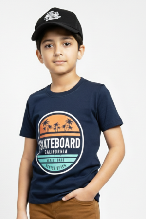 Premium Quality Blue ''Skateboard'' 'Printed' Boys T-Shirt