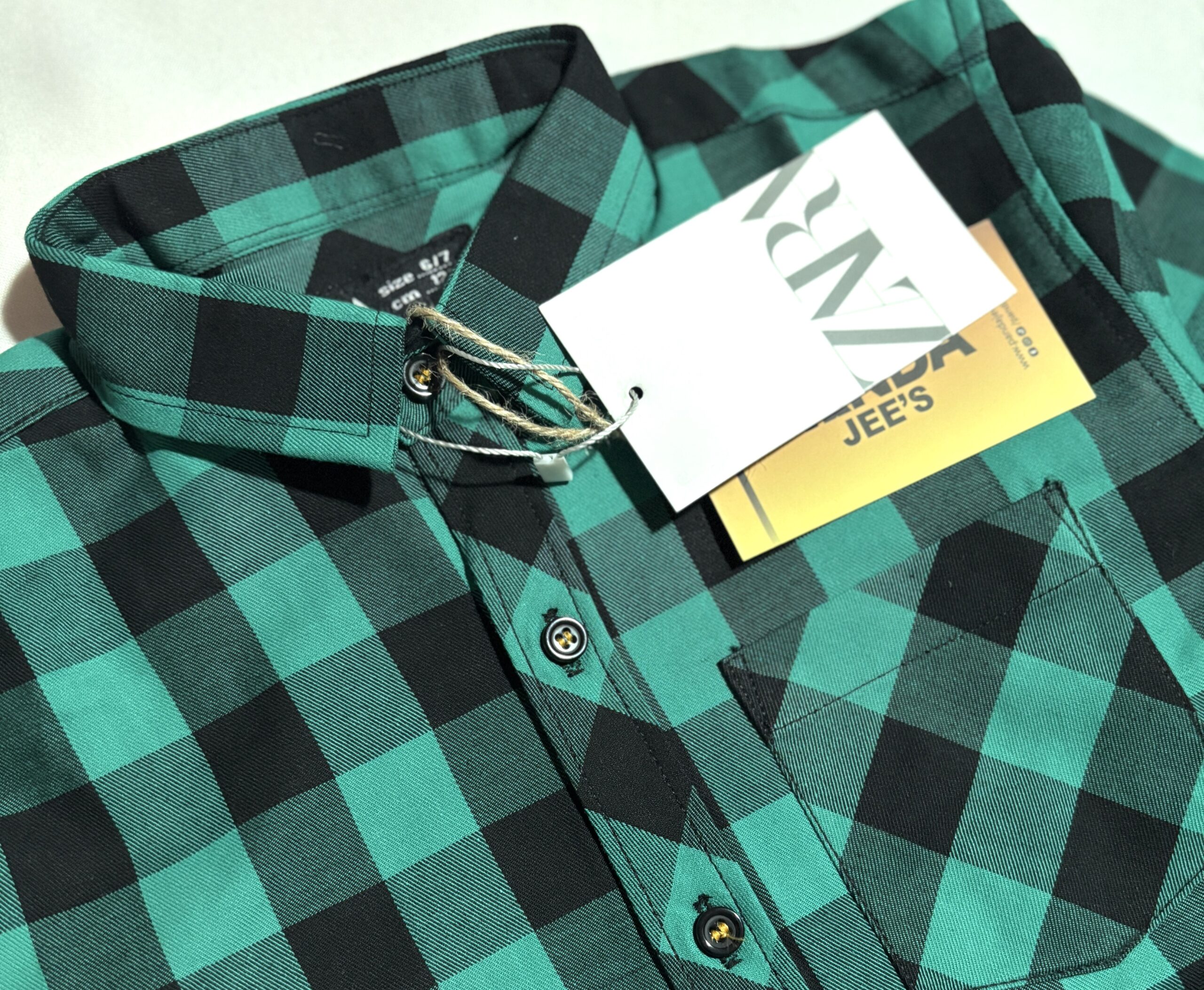 Green & Black Checkered Casual Shirt - Image 4