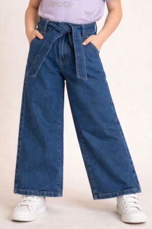 Girls Stylish Wide Legs Long Steps Denim